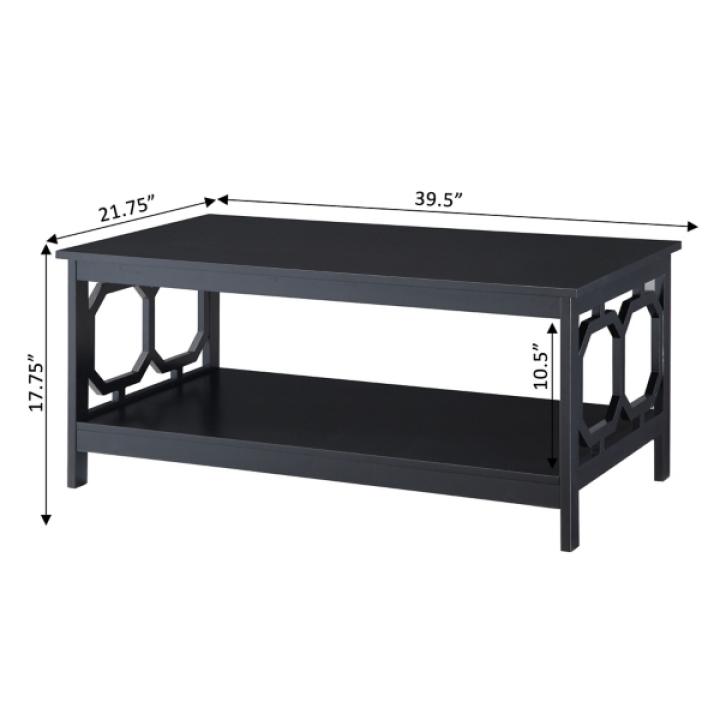 Black Octagon Single Shelf Coffee Table