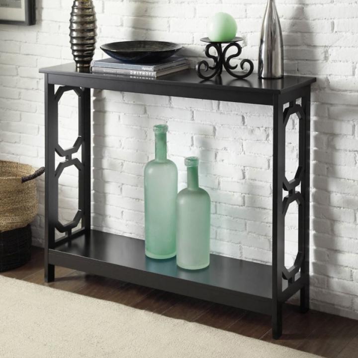 Black Octagon Single Shelf Console Table