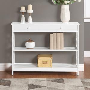 White X-Frame 2-Shelf Console Table