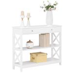 White X-Frame 2-Shelf Console Table