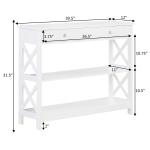 White X-Frame 2-Shelf Console Table