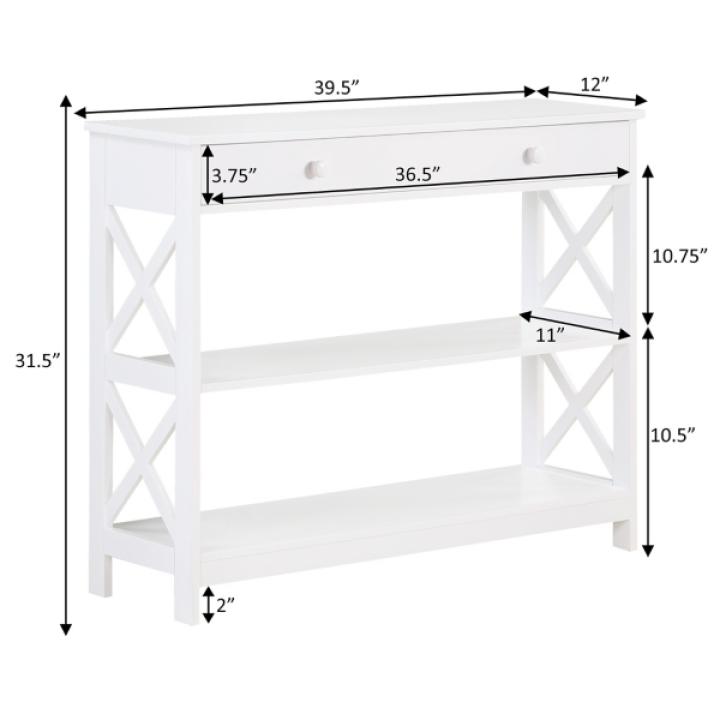 White X-Frame 2-Shelf Console Table