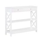 White X-Frame 2-Shelf Console Table