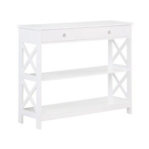 White X-Frame 2-Shelf Console Table