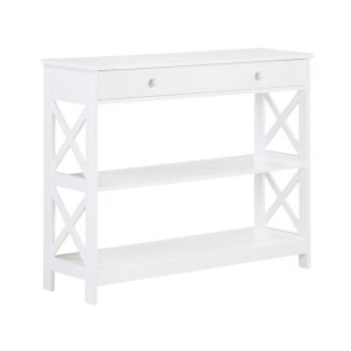 White X-Frame 2-Shelf Console Table