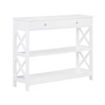 White X-Frame 2-Shelf Console Table
