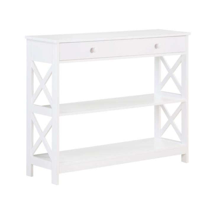White X-Frame 2-Shelf Console Table