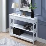 White Octagon 2-Shelf Console Table