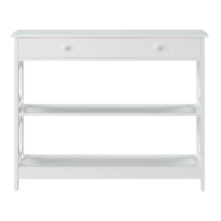 White Octagon 2-Shelf Console Table