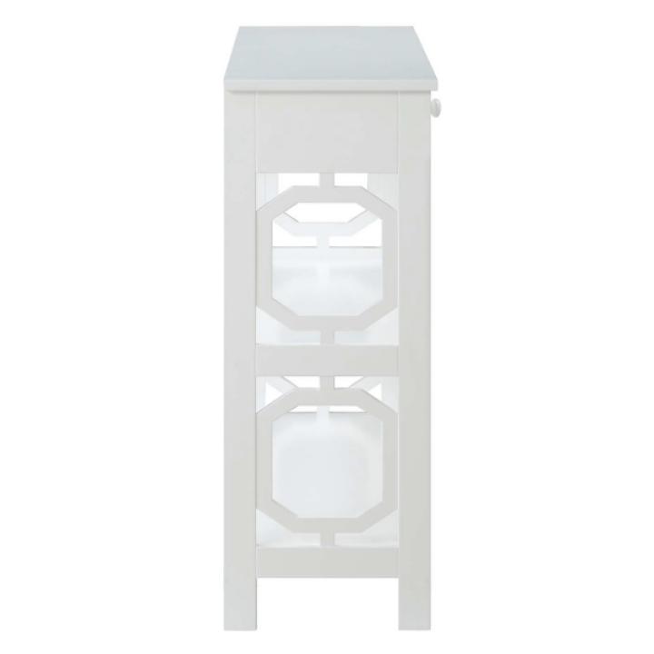 White Octagon 2-Shelf Console Table