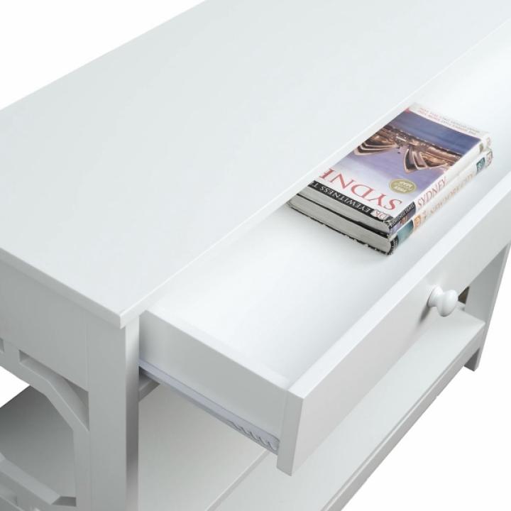 White Octagon 2-Shelf Console Table