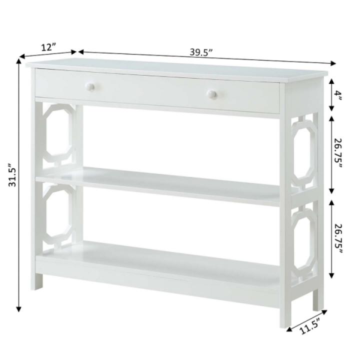 White Octagon 2-Shelf Console Table
