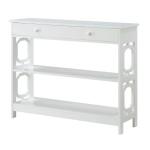 White Octagon 2-Shelf Console Table