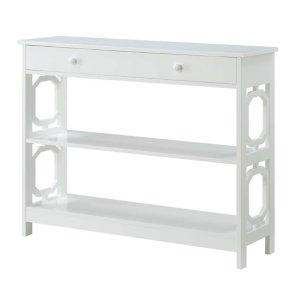 White Octagon 2-Shelf Console Table