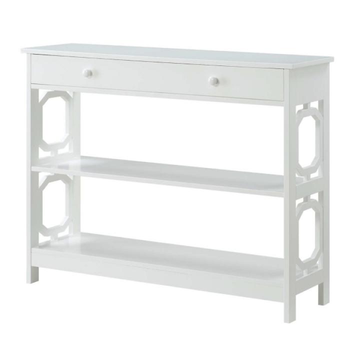 White Octagon 2-Shelf Console Table