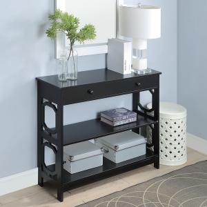 Black Octagon 2-Shelf Console Table