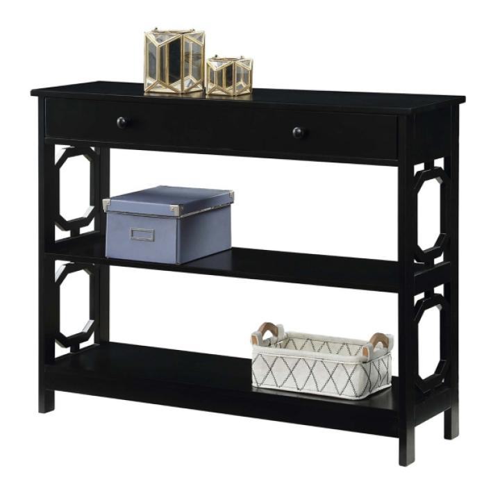 Black Octagon 2-Shelf Console Table