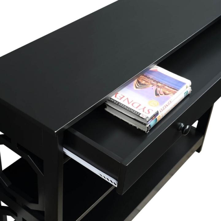 Black Octagon 2-Shelf Console Table