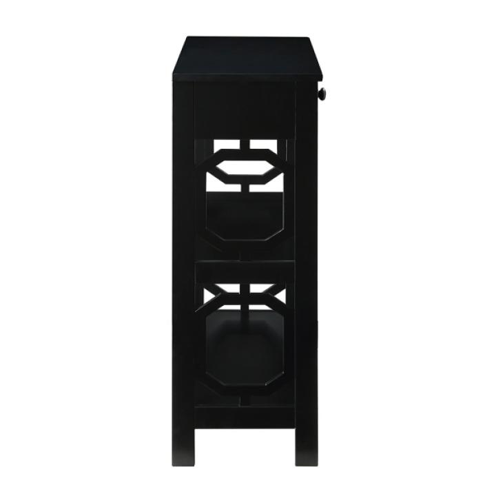 Black Octagon 2-Shelf Console Table
