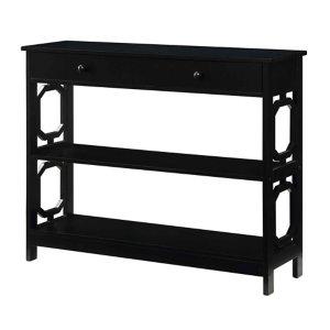 Black Octagon 2-Shelf Console Table