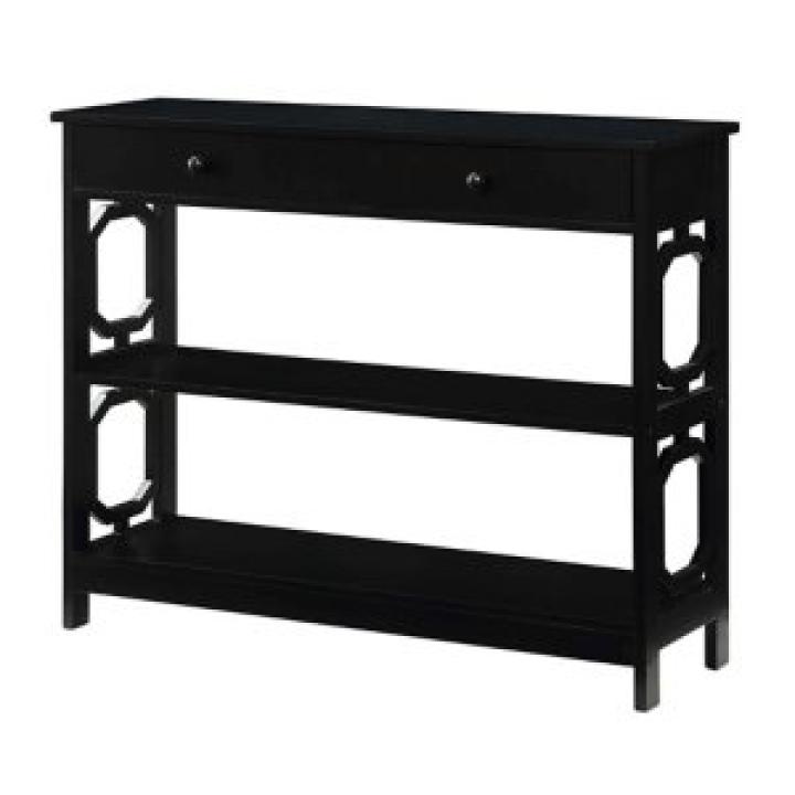 Black Octagon 2-Shelf Console Table