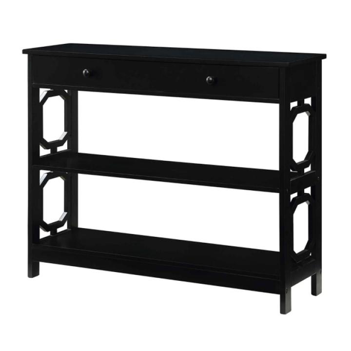 Black Octagon 2-Shelf Console Table