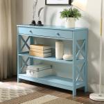 Light Blue X-Frame 2-Shelf Console Table