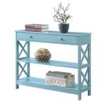 Light Blue X-Frame 2-Shelf Console Table