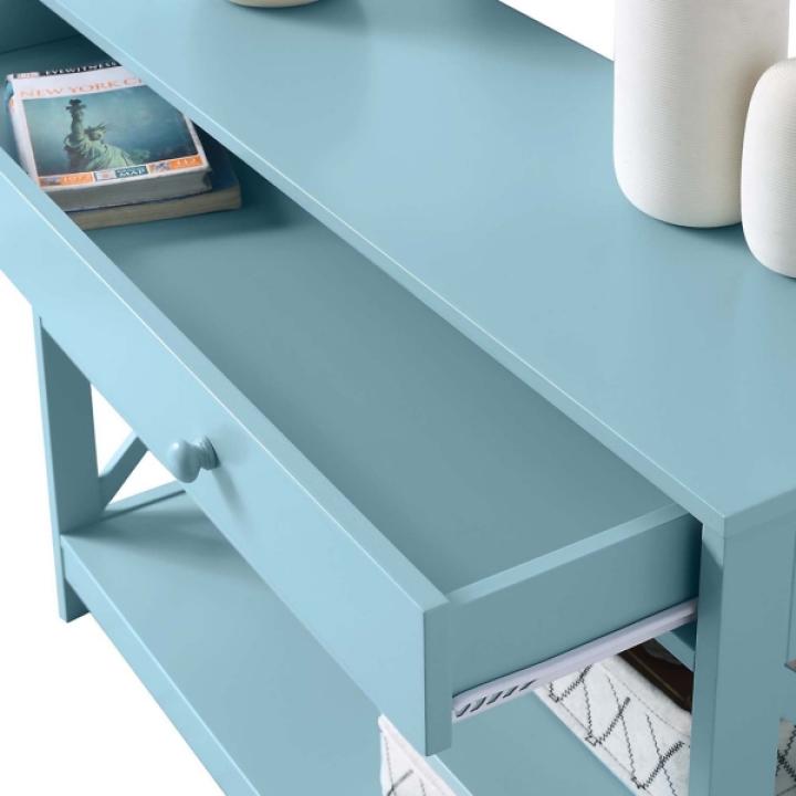 Light Blue X-Frame 2-Shelf Console Table