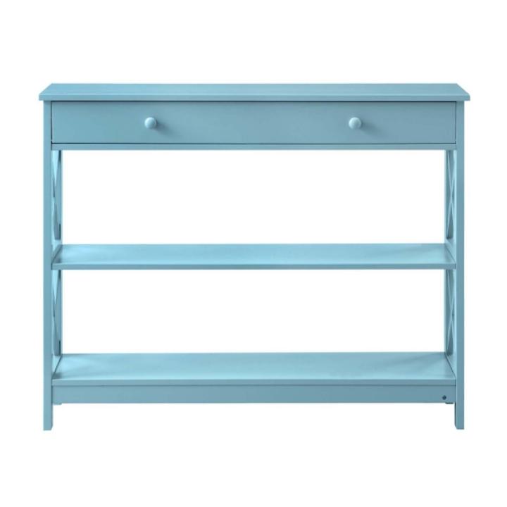 Light Blue X-Frame 2-Shelf Console Table
