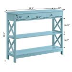 Light Blue X-Frame 2-Shelf Console Table