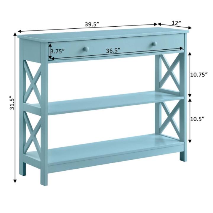 Light Blue X-Frame 2-Shelf Console Table