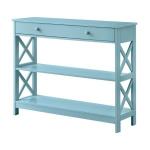Light Blue X-Frame 2-Shelf Console Table