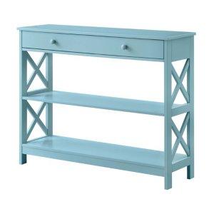 Light Blue X-Frame 2-Shelf Console Table