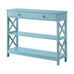Light Blue X-Frame 2-Shelf Console Table