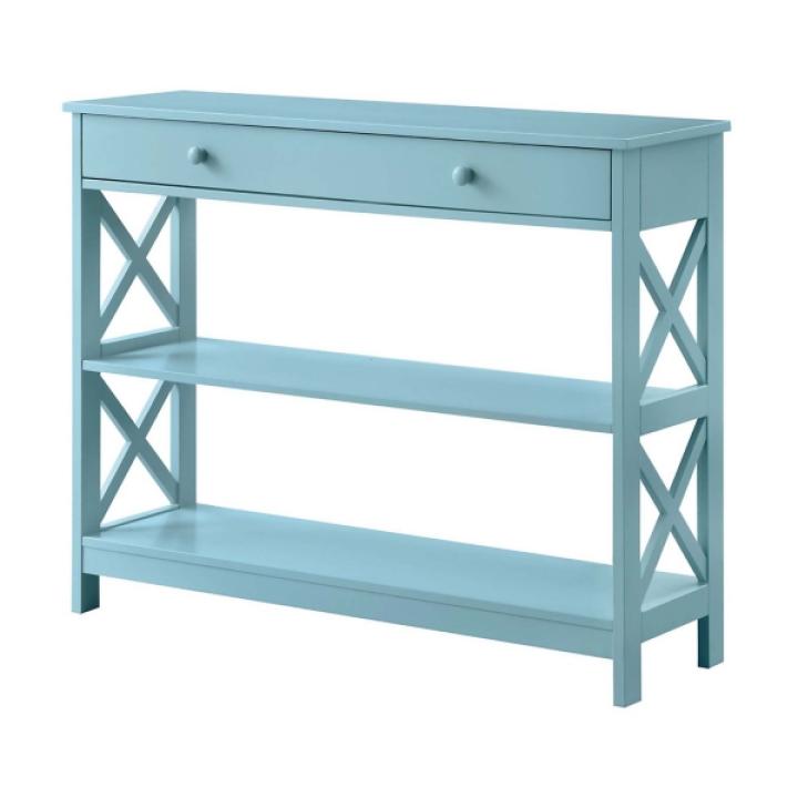 Light Blue X-Frame 2-Shelf Console Table