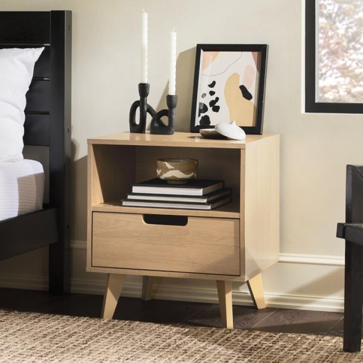 Natural Riviera Single Drawer Nightstand