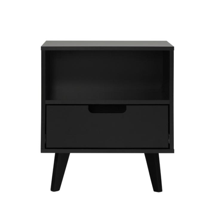 Black Riviera Single Drawer Nightstand