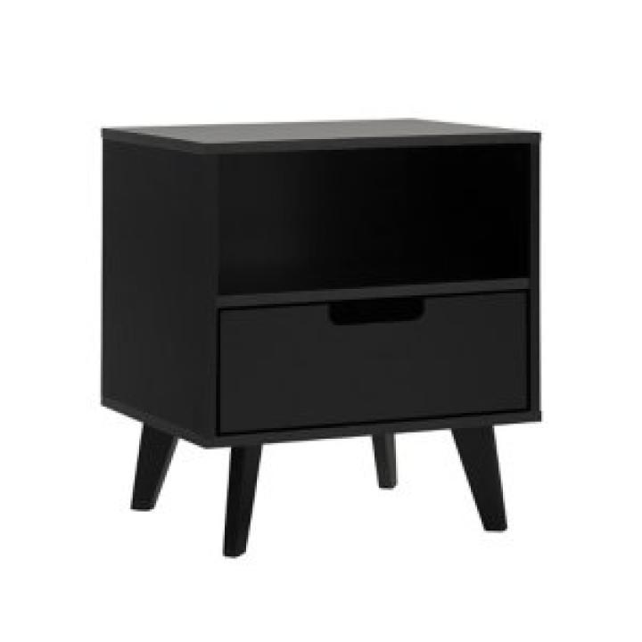 Black Riviera Single Drawer Nightstand