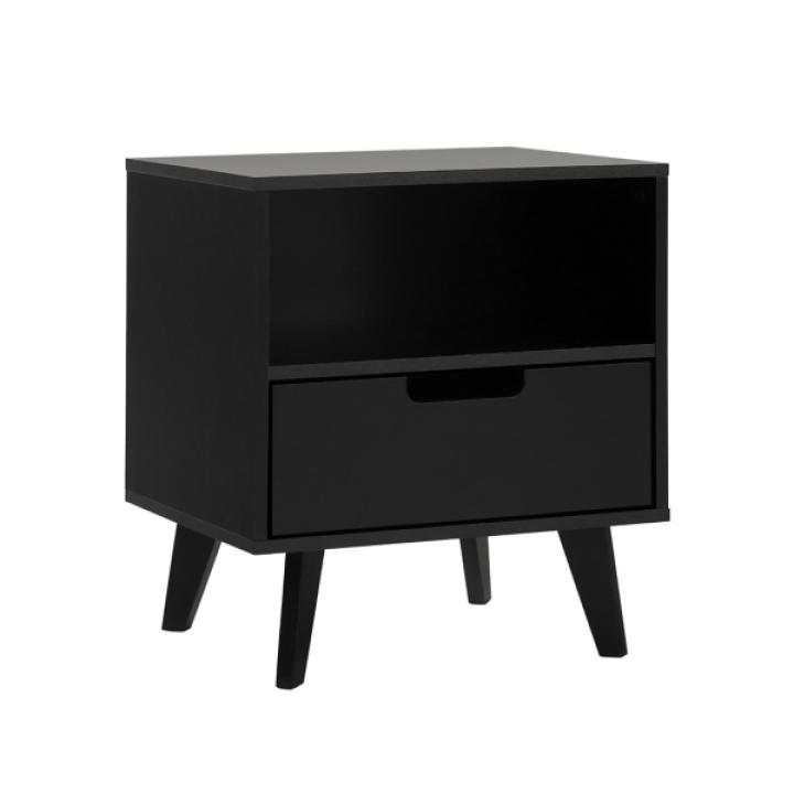 Black Riviera Single Drawer Nightstand