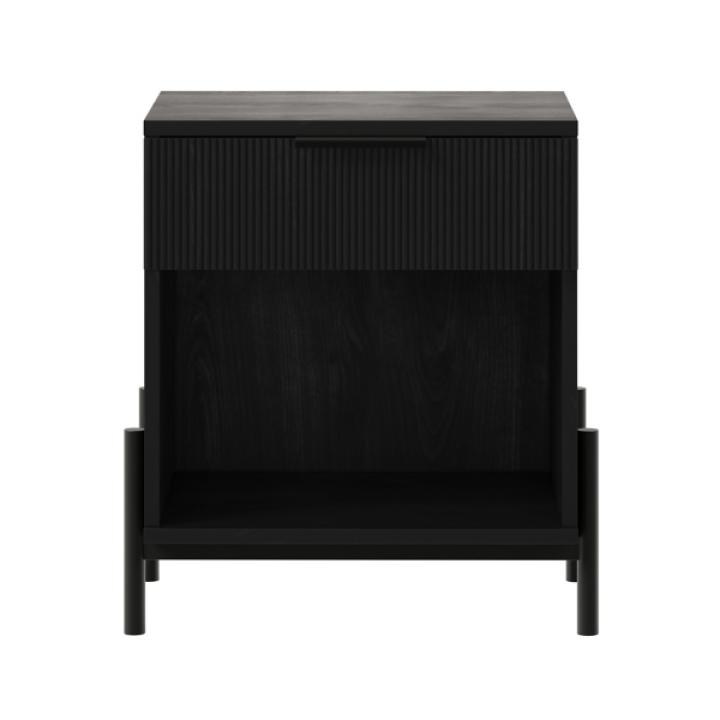 Black Reeded Drawer Nightstand