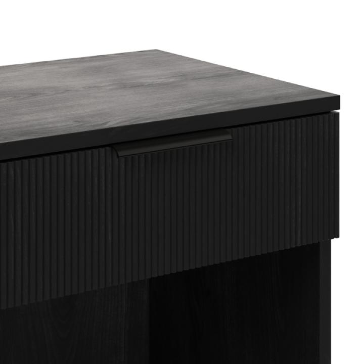 Black Reeded Drawer Nightstand