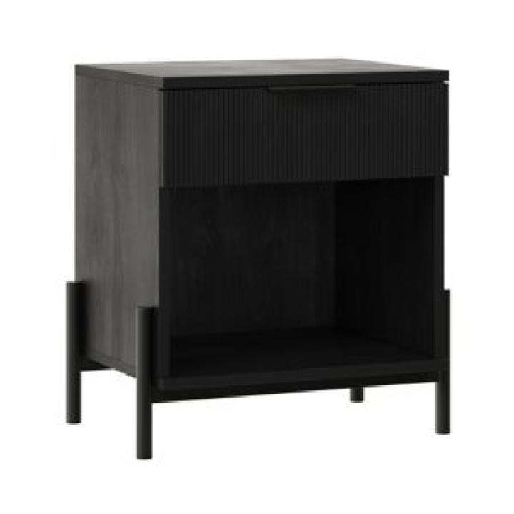 Black Reeded Drawer Nightstand