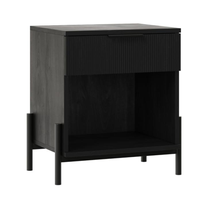 Black Reeded Drawer Nightstand