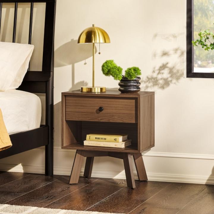 Mocha Wood Mid-century Modern Nightstand