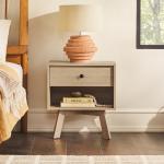 Coastal Oak Wood Mid-century Modern Nightstand