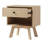 Coastal Oak Wood Mid-century Modern Nightstand