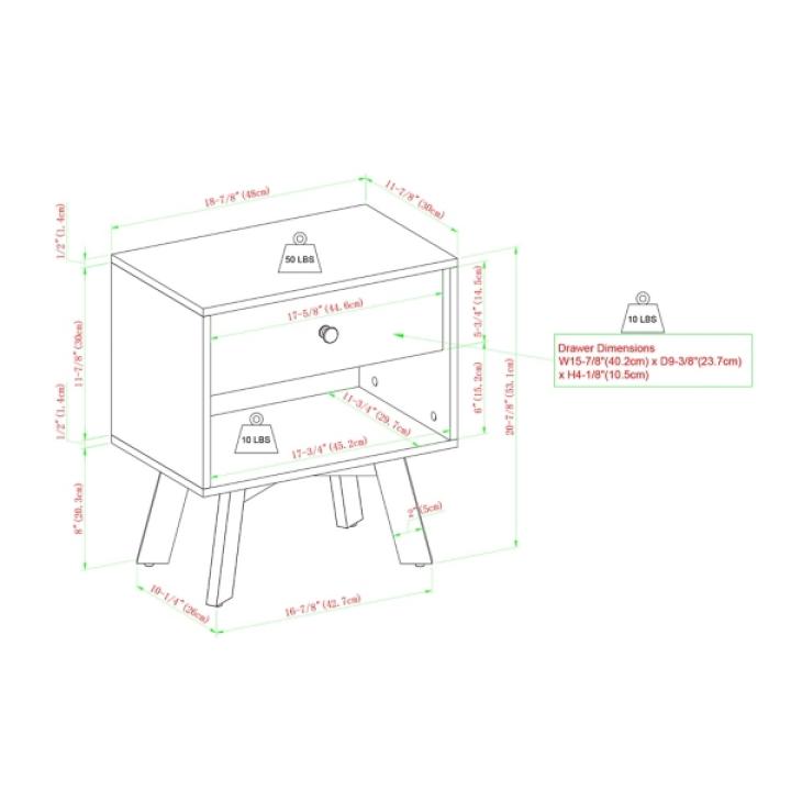 Coastal Oak Wood Mid-century Modern Nightstand