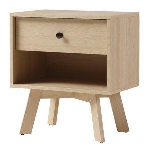 Coastal Oak Wood Mid-century Modern Nightstand