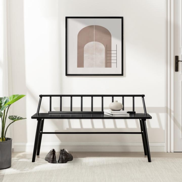 Black Wood Low Back Spindle Bench